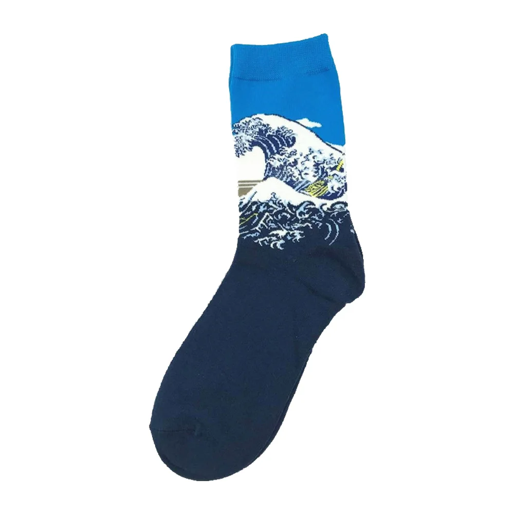 Calcetines de algodón para hombre, medias de Arte de pintura al óleo abstracta Retro, grito moderno, noche estrellada de Van Gogh, calcetín de