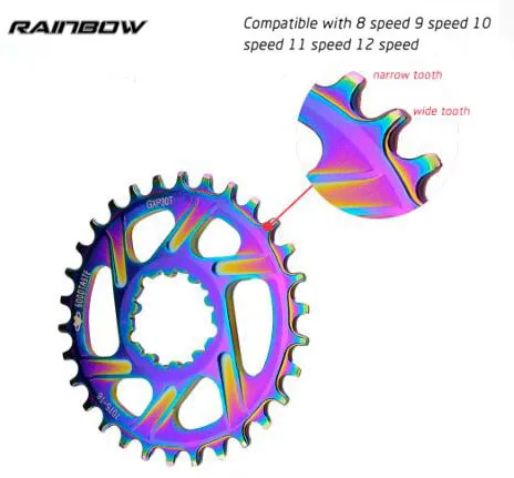 MTB Bicycle chainring rainbow 30 32 34 36 38t Narrow width bike chainring ForGXP XX1 XO CNC AL7075 crankset