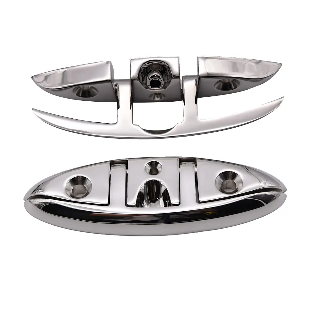 4PCS Stainless Steel Cleat Marine Hardware Foldable Boat Cleats Folding Deck Mooring Cleat Flush Mount Cleat Boat Accessories