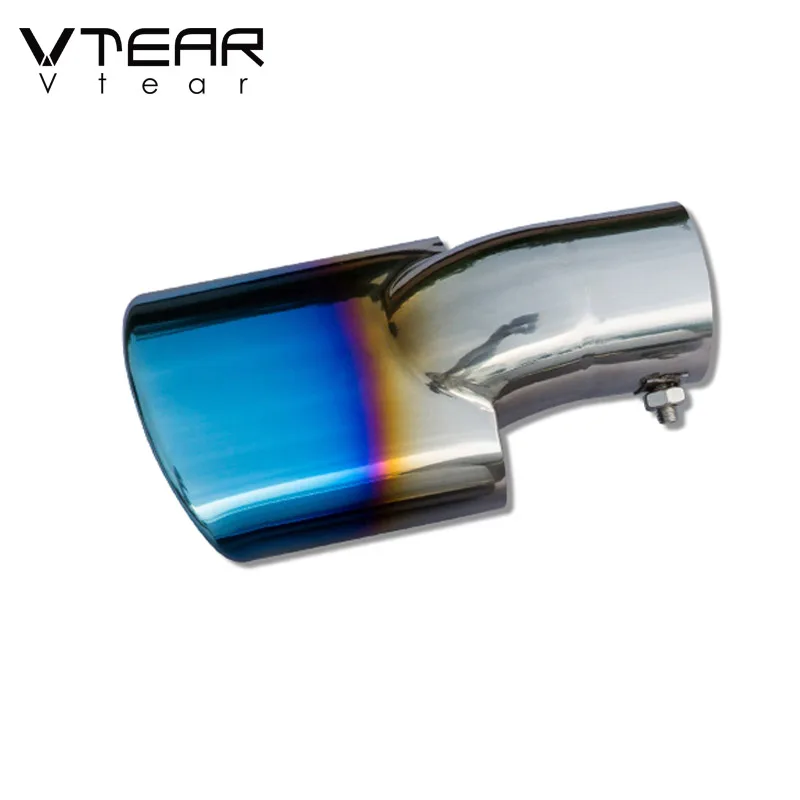 Vtear for MG ZS Car Exhaust Muffler Tip Round Stainless Steel Pipe Chrome Exhaust Tail Muffler Tip Pipe Silver accessories auto