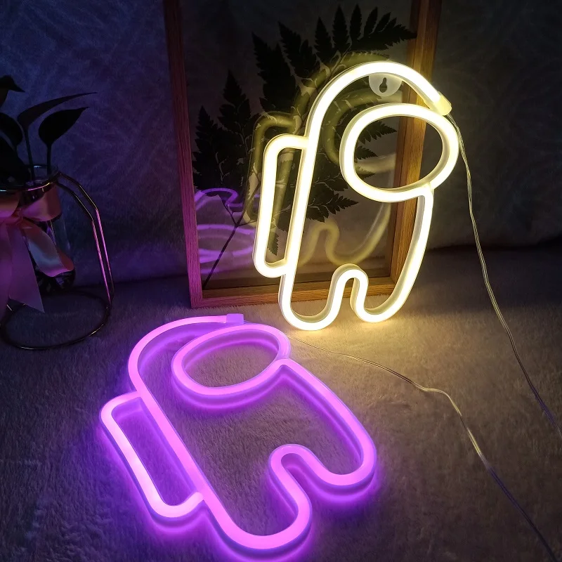 LED Neon Signs for Game Room Cute Astronaut Lamp Neon Wall Lights Night Light Holiday Party Decor Cool Birthday Christmas Gift