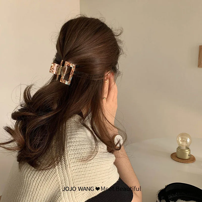 Elegant Pattern Acetate Hair Claw Shark Clip Catch Gap Former Red Barrettes Back Head Hair Updo Clip Korean Ins Hair Accessories