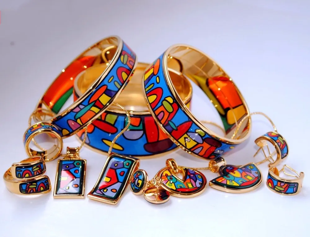 Cloisonne enamel jewelry European and American style 5pcs sets