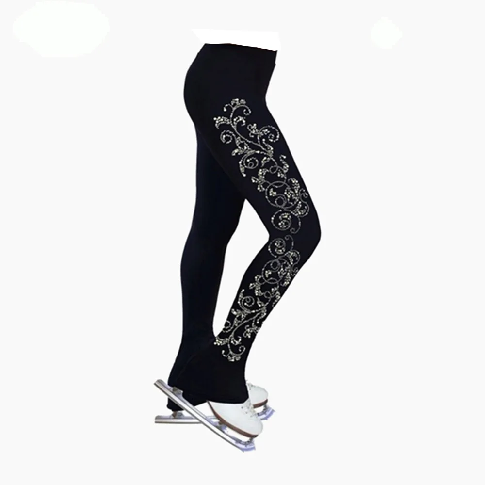 LIUHUO Eiskunstlaufhose für Damen und Mädchen, Eistrainingskleidung, schwarze Fleece-Stoffhose, Trainingsanzug für Erwachsene und Kinder, warme Kinder