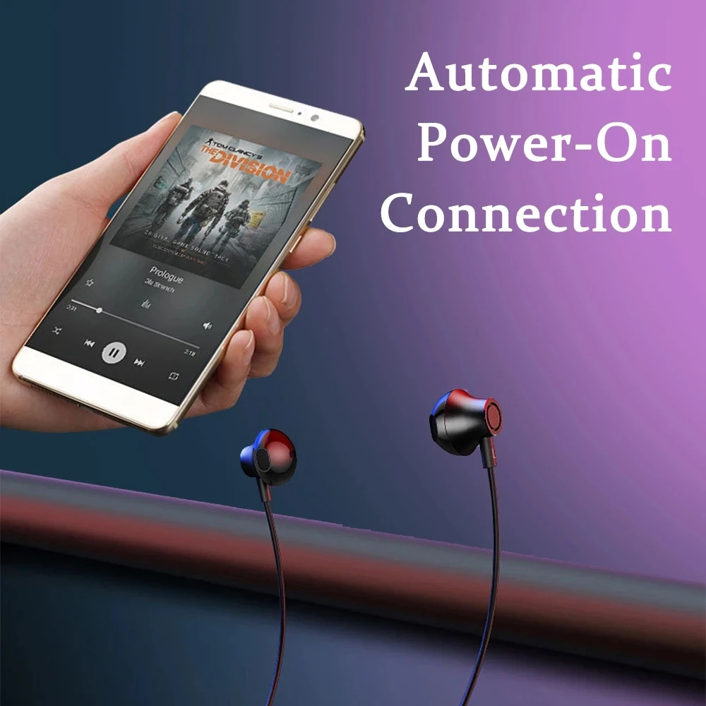 سماعة لاسلكية تعمل بالبلوتوث المغناطيسي 5.0 سماعات حول الرقبة سماعة رياضية ستيريو يدوي سماعات أذن مع ميكروفون لجميع الهواتف