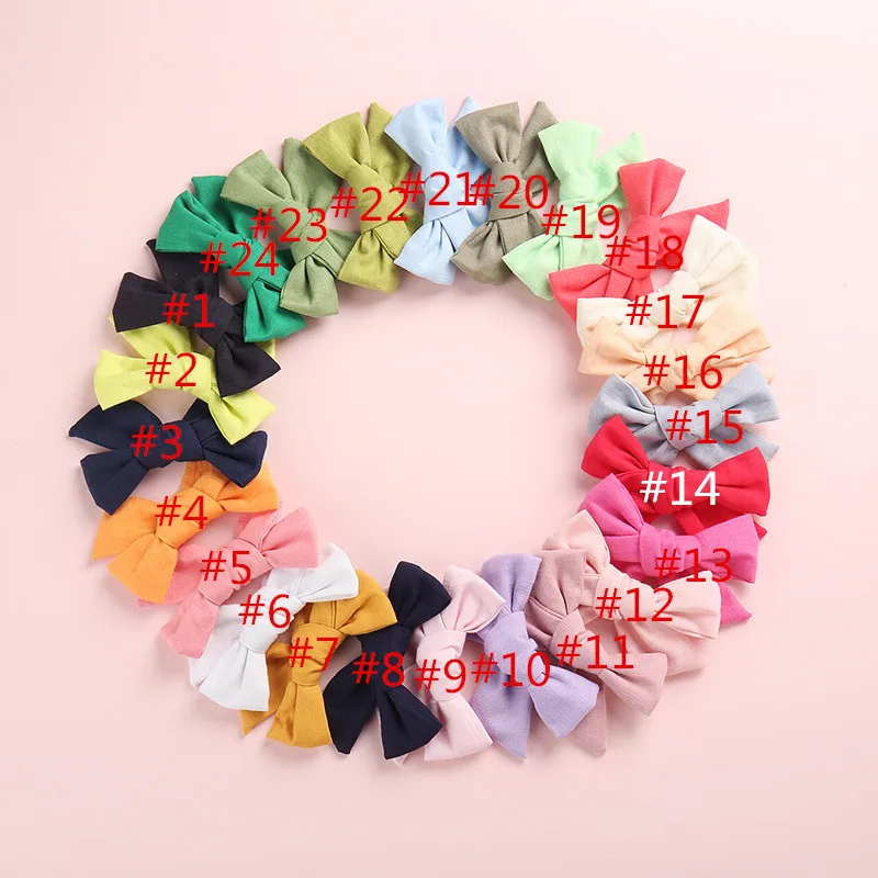 1pcs Kids Girls Hair Clips Hand Tie Cotton Linen Girls Hairpins One Size Bow Knots Hair Barrettes Toddler Baby Hair Accessories