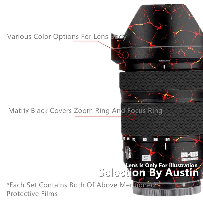 Anti-scratch Lens Skin Decal Guard dla Lumix 24-105 F4 MACRO S folia owijająca ochraniacz w formie naklejki zużycie okładka