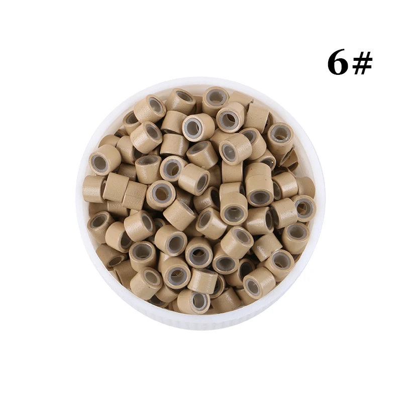 HARMONY 1000 Pieces 4.0*2.0*3.0mm Silicone-Lined Beads Aluminum Micro Rings Tubes Links With Silicone 8 Colors Optional