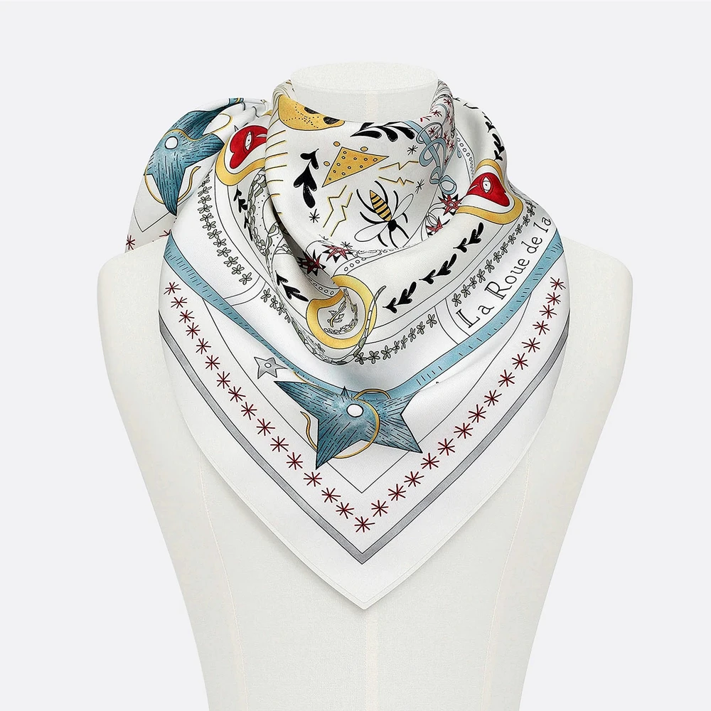 53cm LuxuryBrandNew Tarot Twill Small Square Scarf Ladies Professional Art Student Hair Accessories For Girls Bow Ties Sjaaltjes
