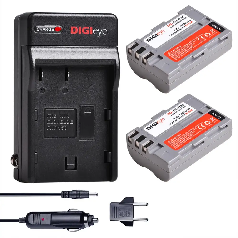 1800mAh EN-EL3E ENEL3E Battery + Charger Kits for Nikon D50 D70 D70s D80 D90 D100 D200 D300 D300S D700 D900 Digital Camera