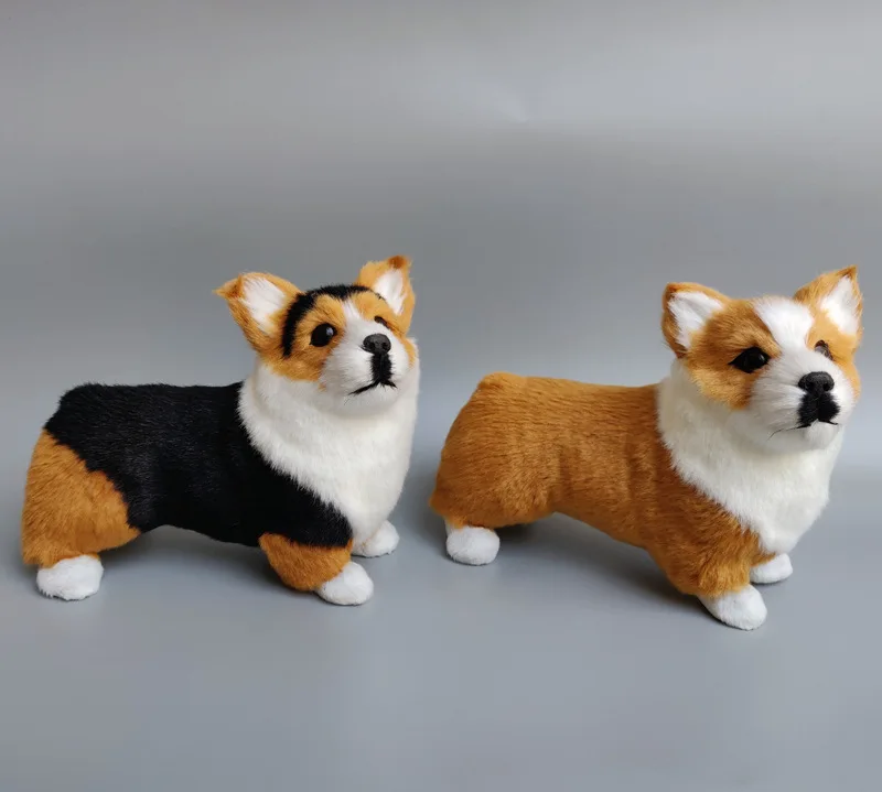 

polyethylene&furs corgi dog lifelike toy about 20x16cm hard model prop home decoration Xmas gift b0202