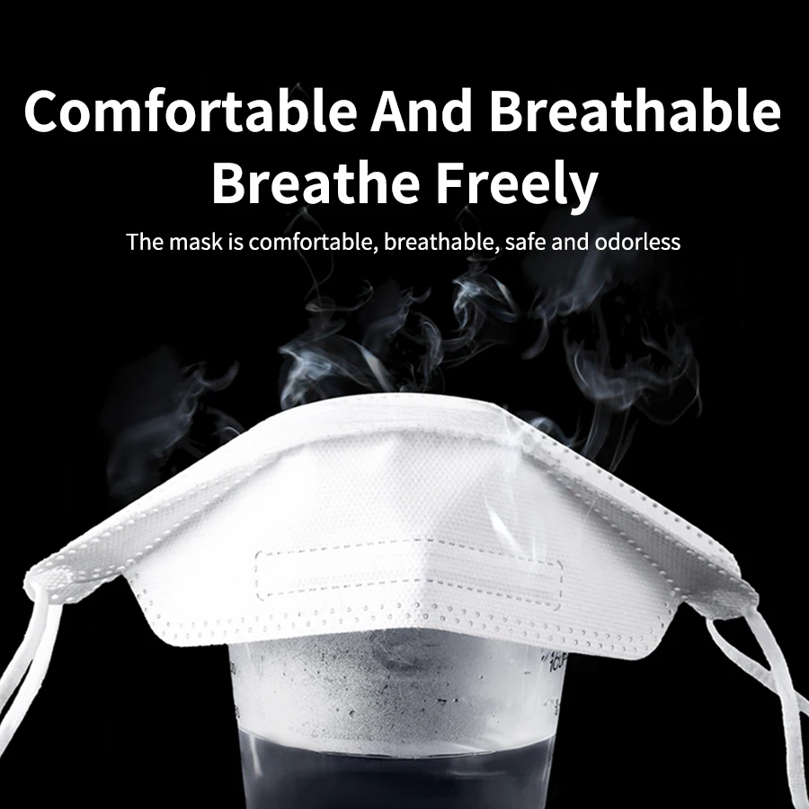 50pcs Face Mask KN95 Fish Type Mouth Mask Dust-Proof Anti-PM2.5 Breathable Respirator Protective Black White 4D Dust Masks