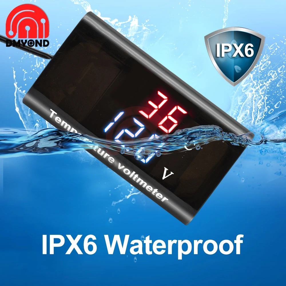 IPX6 Waterproof Digital Voltmeter Volt Meter 12V Car Motorcycle 0.28 Inch LED Display Volt Voltage Meter Tester Panel Detector