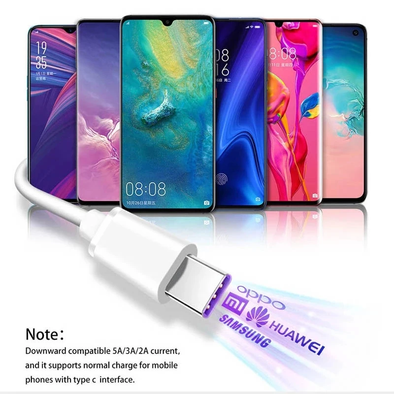 Зарядное устройство с USB-кабелем, 5 А, для Samsung S10 9/Huawei P30/P20 Lite/Xiaomi Mi 9/8