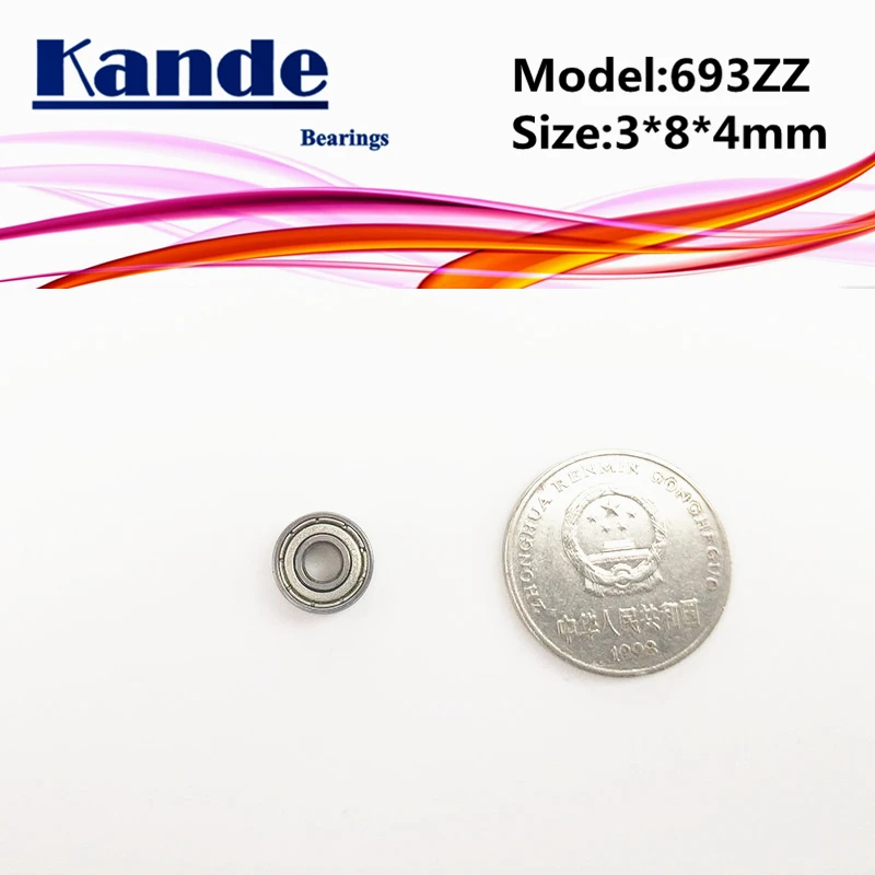 Kande Bearings 693ZZ 10pcs ABEC-1 693 ZZ  ABEC-3 693ZZ ABEC-5 693-2Z Miniature Deep Groove Ball Bearing 3x8x3mm 693 image 5