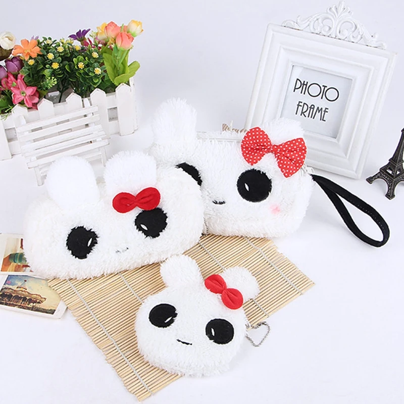 Fashion Cartoon Pencilcase White Rabbit Pen Bag Pencil Case Pouch Purse Makeup Storage Cosmetic Handbag Children Wallet