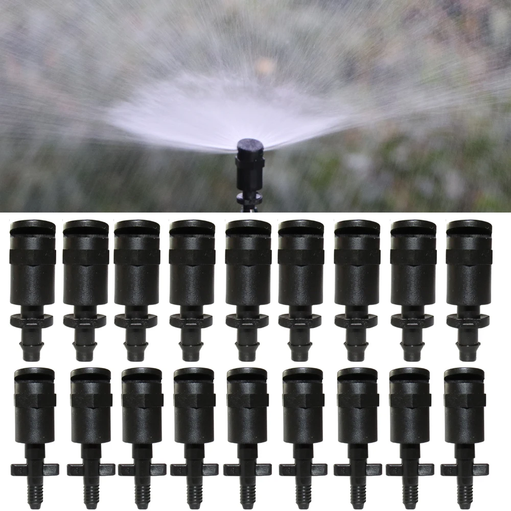 20PCS 180 Degrees Refraction Nozzle Sprinklers with 1/4\'\' or 4/7mm Screw Barbed Connectors Garden Watering Refractive Sprayer