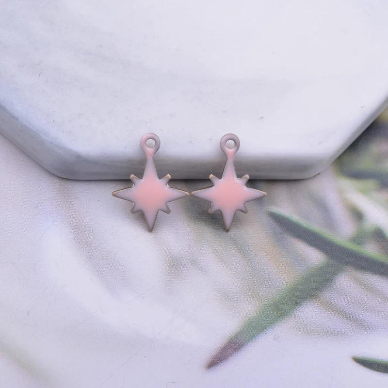 30 Stück 10*13mm Kupfer-Sternanhänger mit beidseitiger Emaille-Besetzung für Ohrringe, Halsketten und Anhänger – Detail 3