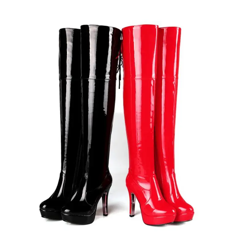 Over The Knee Boots Women Sexy Winter Wedding Party Dress High Heels High Quatily Platform Thigh High Boots Big Size 48 5203-13