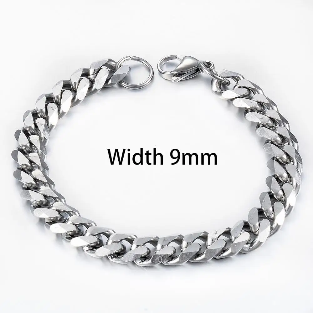 Hot Selling Fashion Stainless Steel Classical Cuban Chain Bracelet Men and Women Hip Hop Punk Jewelry