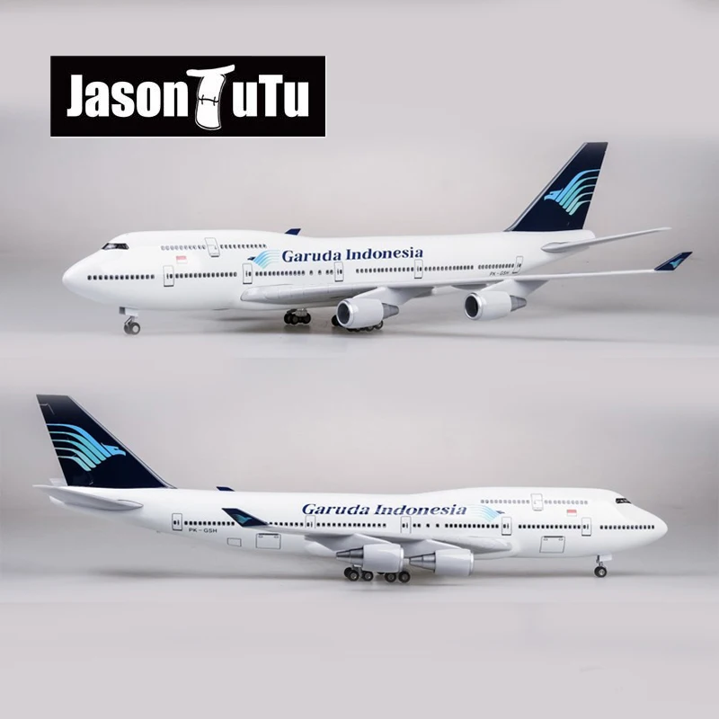 

JASON TUTU 47cm Resin Diecast 1:160 Scale Garuda Indonesia Boeing B747 Plane Model Airplane Model Aircraft Planes with Light & W