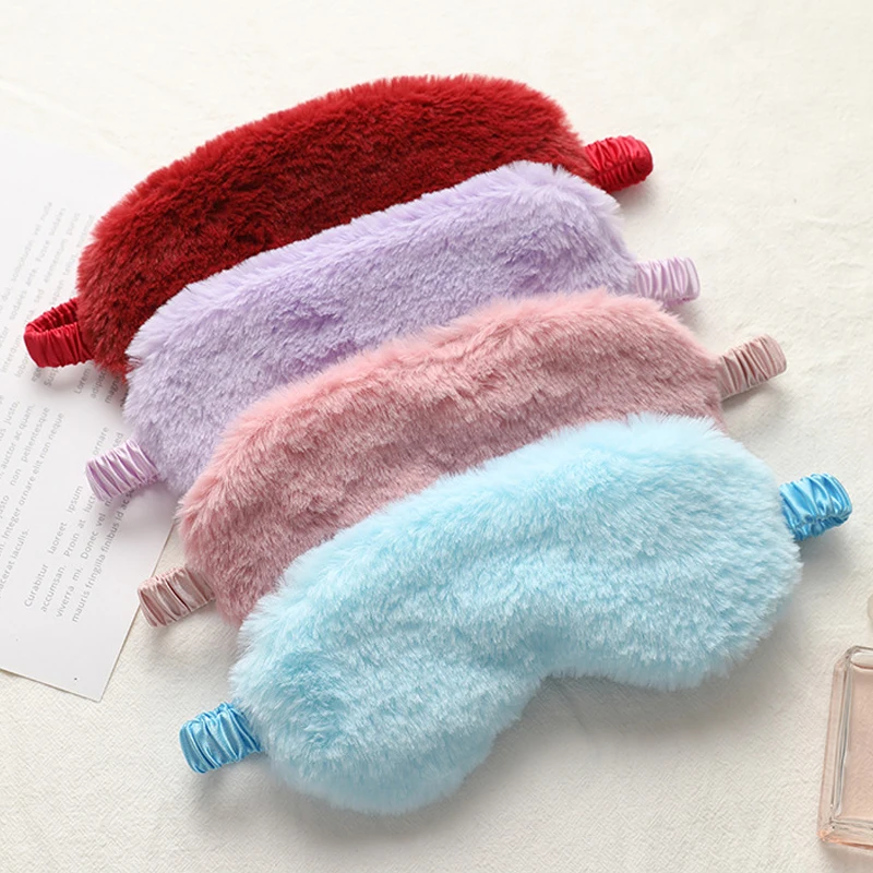 

Маска для сна, женская, Мягкая повязка на глаза плюшевая + имитация шелка