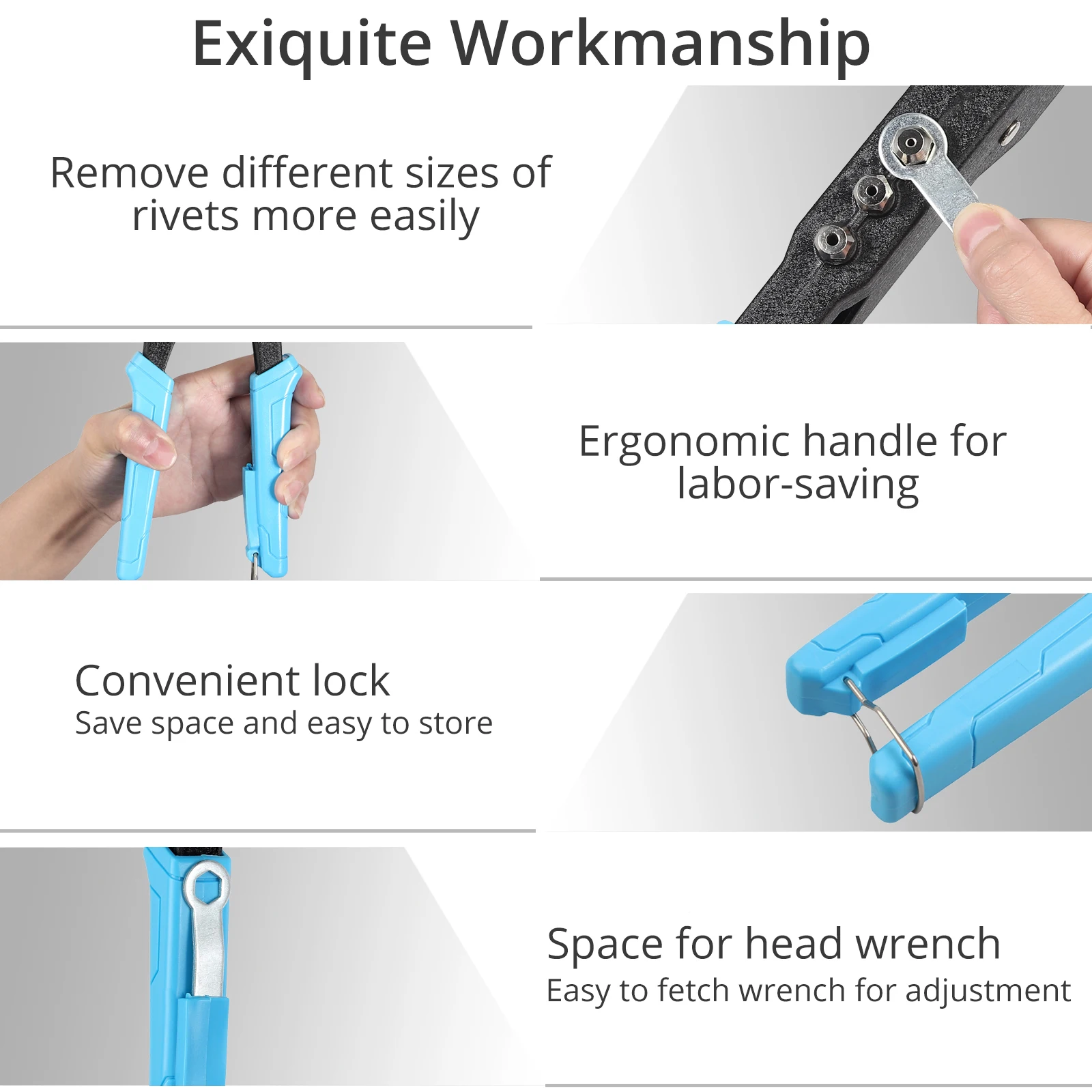 GARLLEN 360 ° Heavy Duty Rivet Gun Hand Riveter Gun ชุด200PCS Rivets สแตนเลสสำหรับโลหะยึด riveting Hand Tool