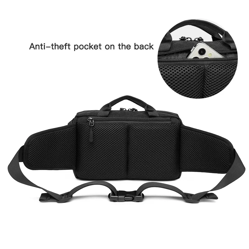 OZUKO Men Waist Bag USB Charging Fashion Outdoor Sports Chest Pack for Teenager Male Waterproof Shoulder Belt Bag Crossbody Bags