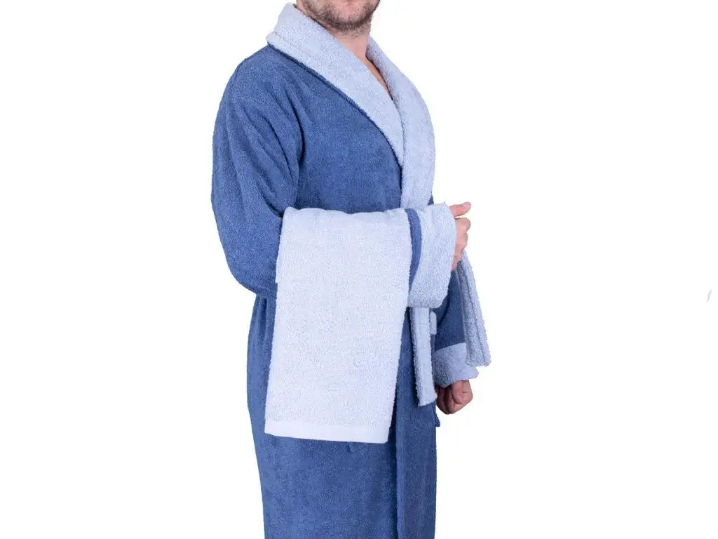 Çeyizdiyarı True Match Cotton Bathrobe Set Indigo Franbuaz