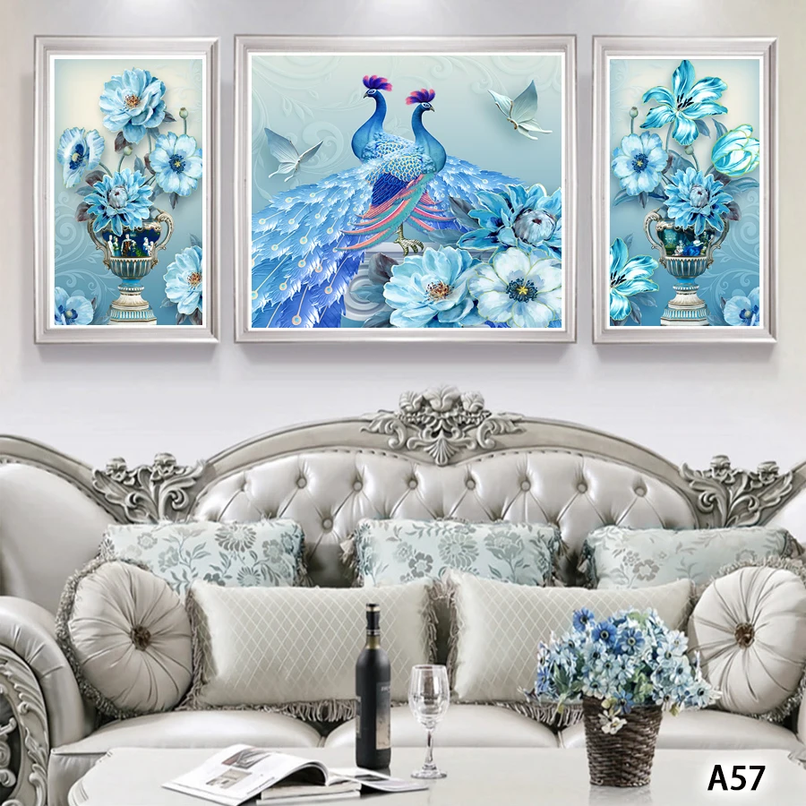 Modern Abstract Oil Painting Print on Canvas 3pcs Animal  and Flower Canvas  Art  Printing Wall Art Picture for Home Decor