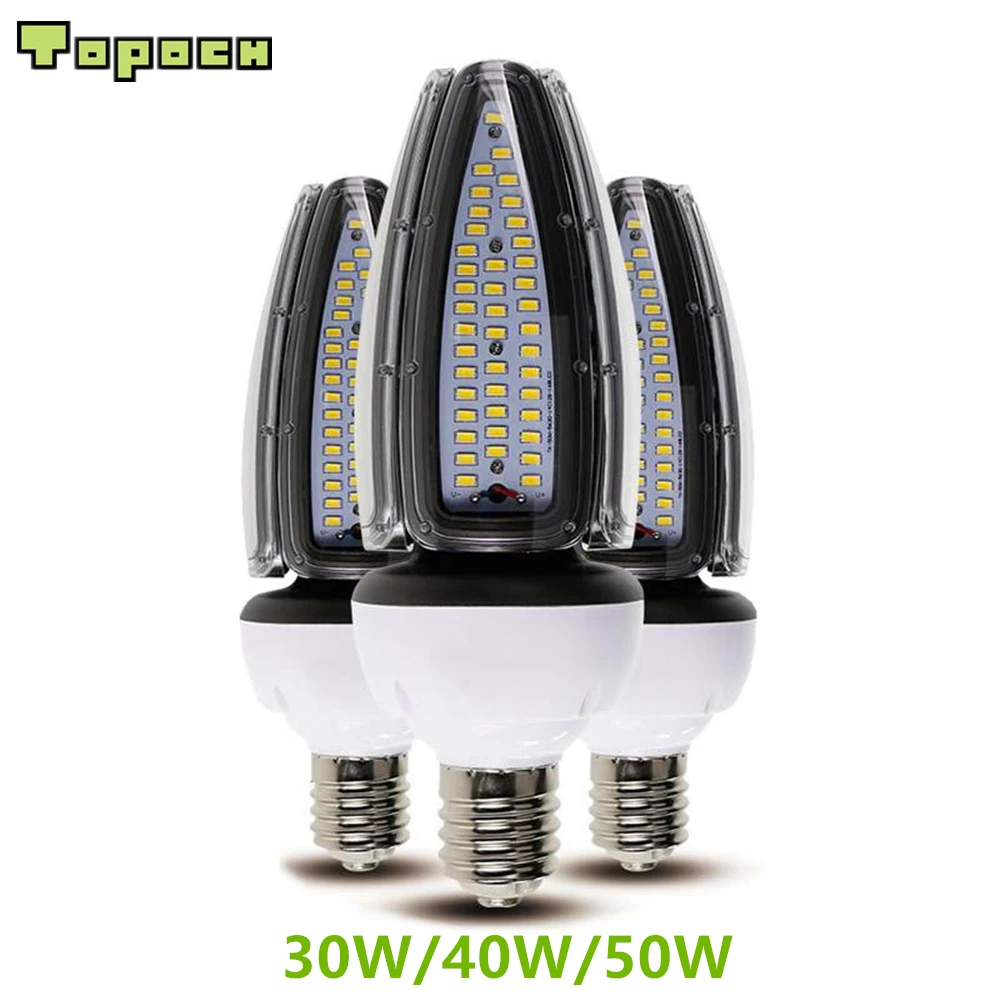 

Topoch Street Light Bulb LED 30W 40W 50W 120LM/W E27 E40 Base UL CE List HID CFL Replacement 100-277V for Post Top Acorn Fixture