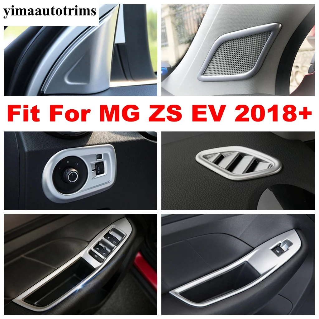 Head Lights / Window Lift Button Panel / Pillar A Speaker / Air AC Vent Cover Trim Matte Accessories For MG ZS EV 2018 - 2023