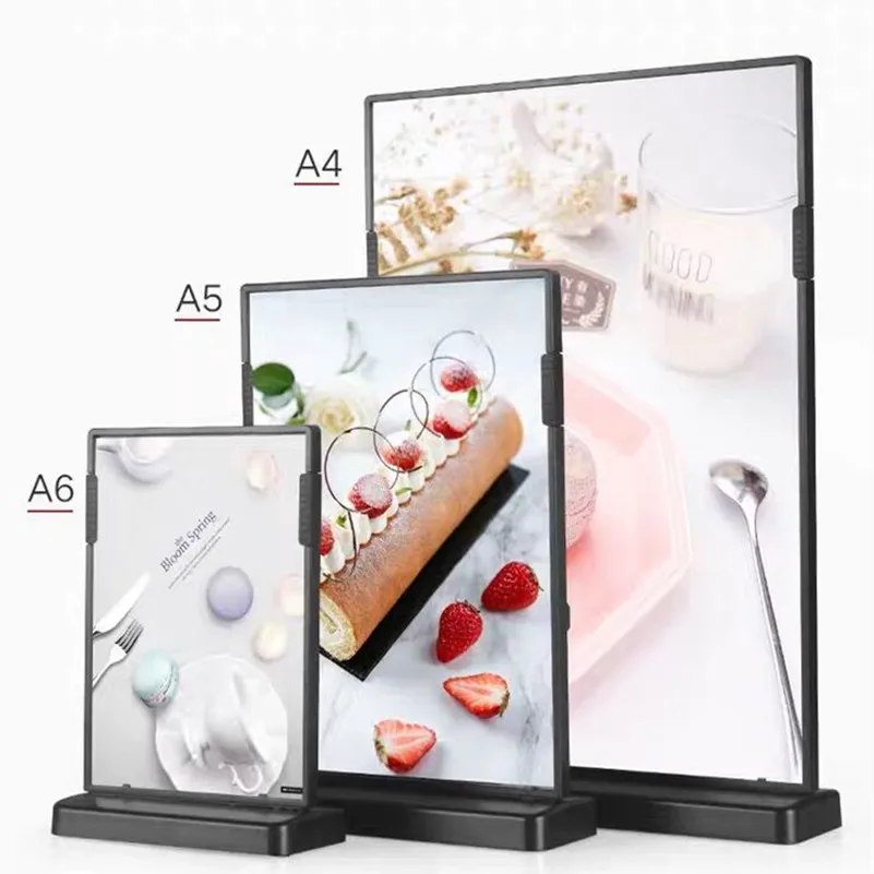 5 Pieces A6 105x148mm T / L Shape Acrylic Sign Holder Display Stand Restaurant Menu Paper Poster Price Label Holder Frame