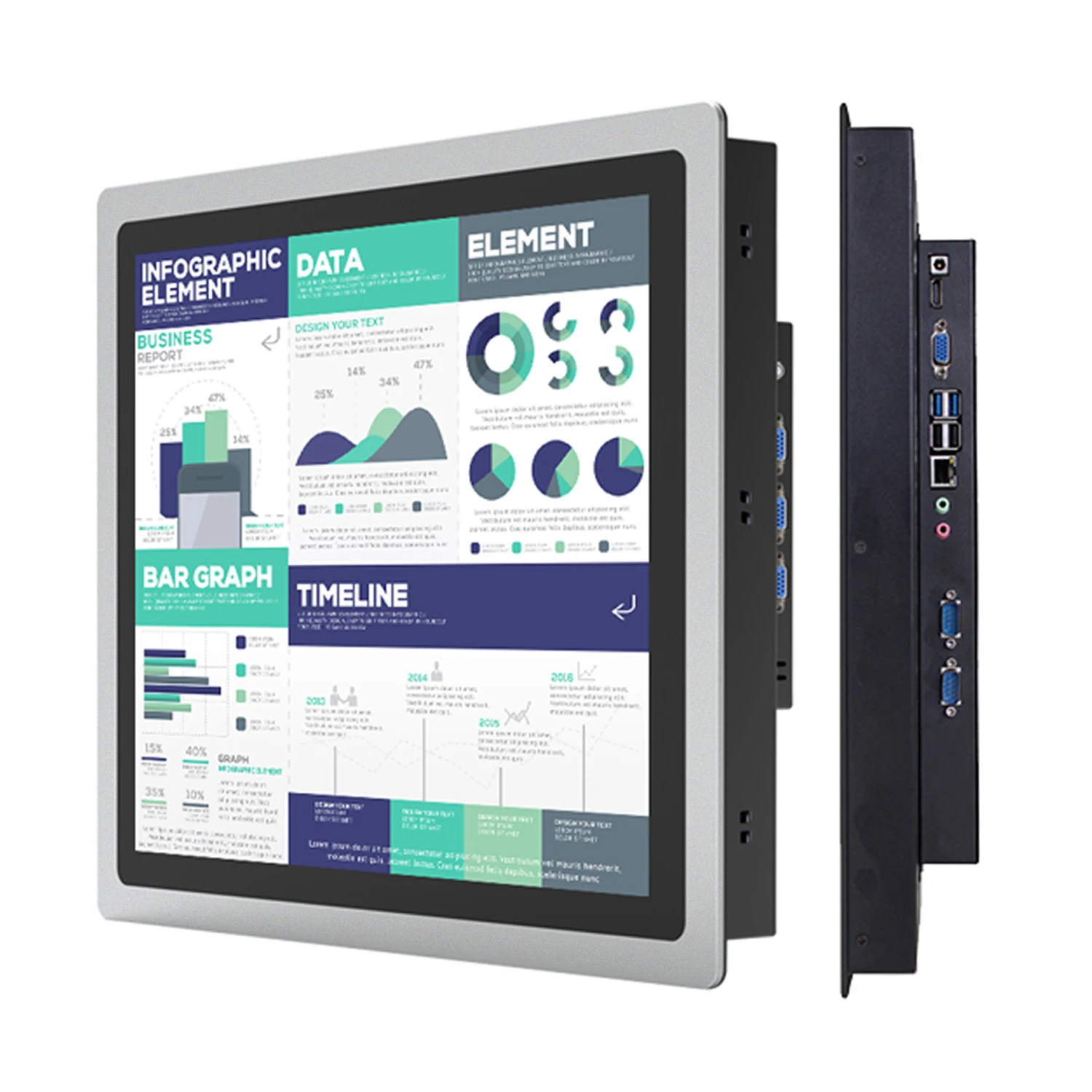 Computador Industrial Embutido com Toque Capacitivo, Painel de PC Tudo-em-Um, WiFi Embutido, Windows 10 Pro, 1366x768, 13.3, 15.6, 18.5 Polegada