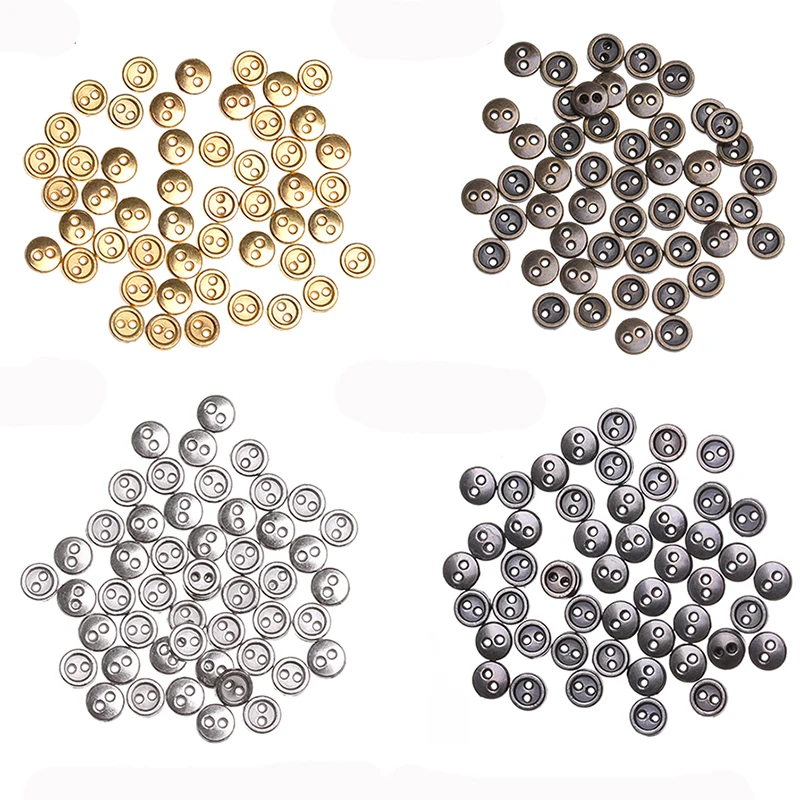 Mini fivelas de boneca de metal redondas, 50 peças para costura diy blyth boneca roupas 3mm 4mm 5mm 6mm 7mm 8mm