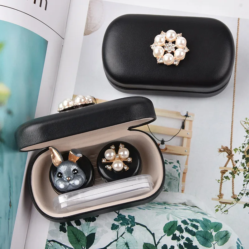 Cute Cartoon Rabbit Contact Lens Case For Women Storage Box Eye Lens Container Holder Set Eye Contacts Case Eyewear Accessories