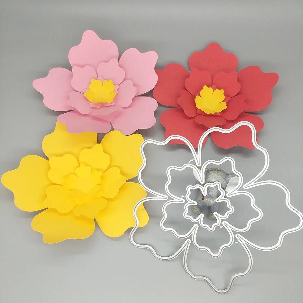 New large 3 in 1 flower metal cutting dies photo album cardboard DIY gift card decoration embossing crafts