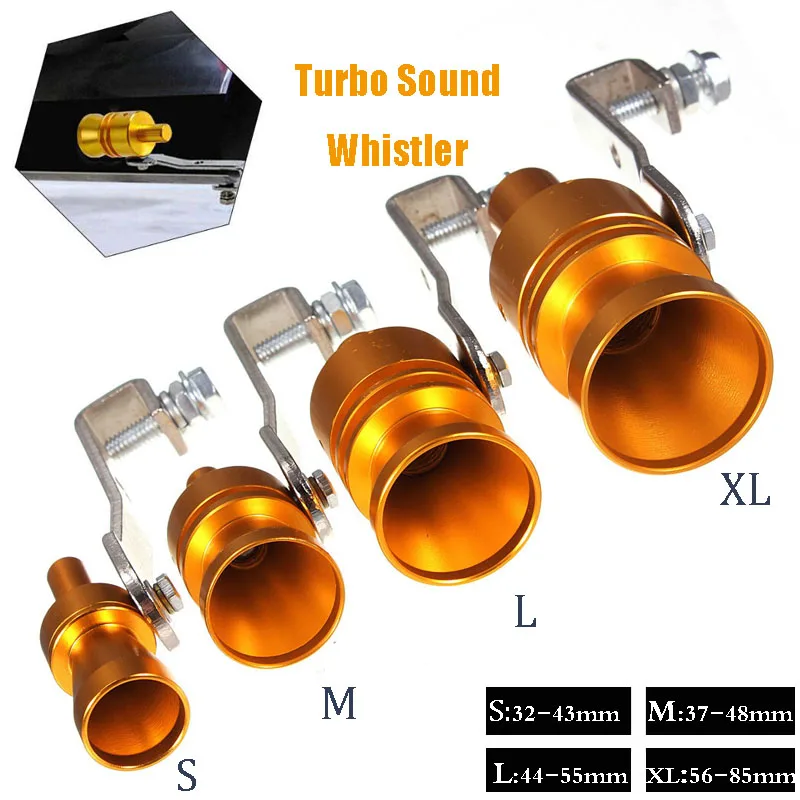 Gold Motorbike Car Blow Off Turbo Whistle Exhaust Muffler Pipe Aluminum Simulator Sound Pipe Car Motorcycle S/M/L/XL Car Styling