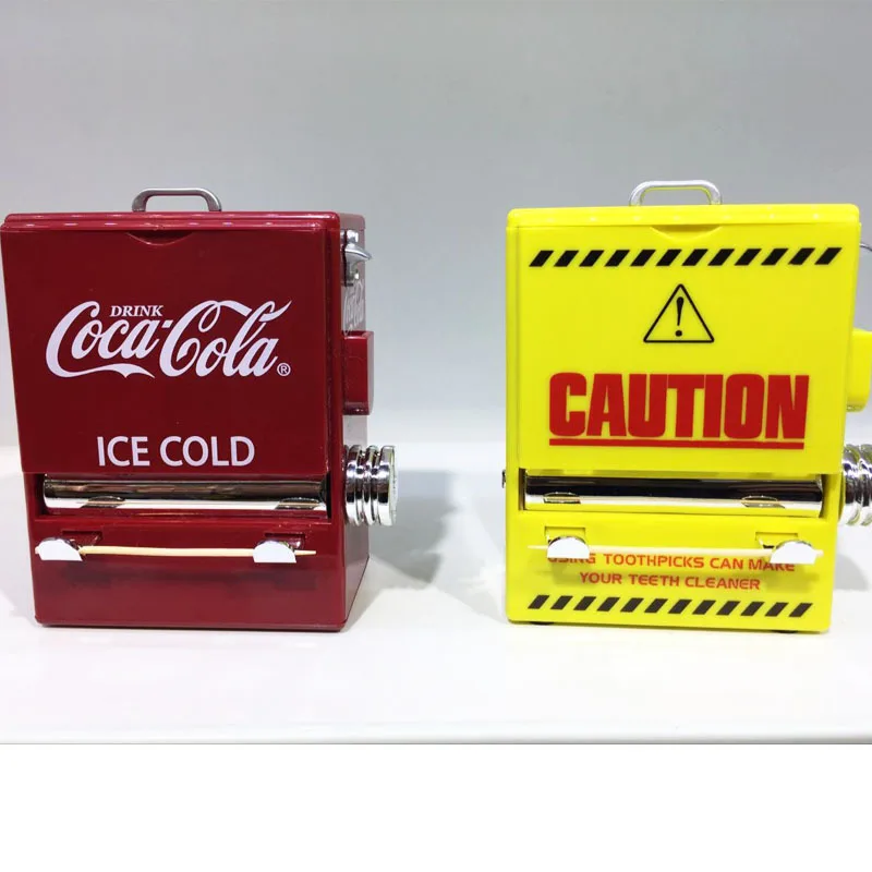 Retro Cola Automatic Toothpick Holder Pocket Small Toothpick Storage Box Dispenser Secret Stash Kitchen Accessories Home Decor