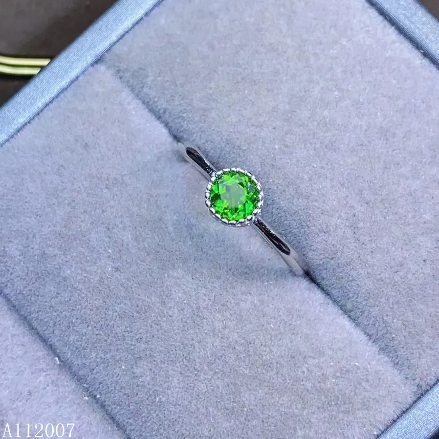 KJJEAXCMY fine jewelry 925 sterling silver inlaid natural diopside ring delicate new female gemstone elegant support test