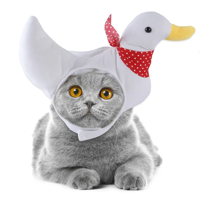 

White Duck Pet Cosplay Cat Hat Small Dogs Headwear Kitten Products Funny Hat for Dogs Halloween Costume Dress Up Pet Accessories