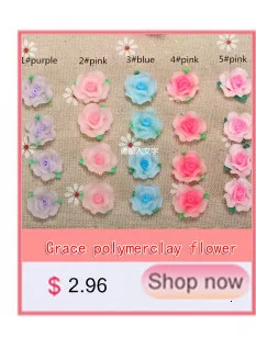50 teile/los 15mm Bunte Nette Polymerclay Flatback Rose Blume Perlen Gemischt Für Diy Handwerk Schmuck Zeug Dekoration Zubehör – Detail 6