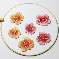 10pcs/lot Small Plum Flower Patch Embroidery Sticker Sew on Patches for Clothing Applique Embroidery DIY Clothing Accessories