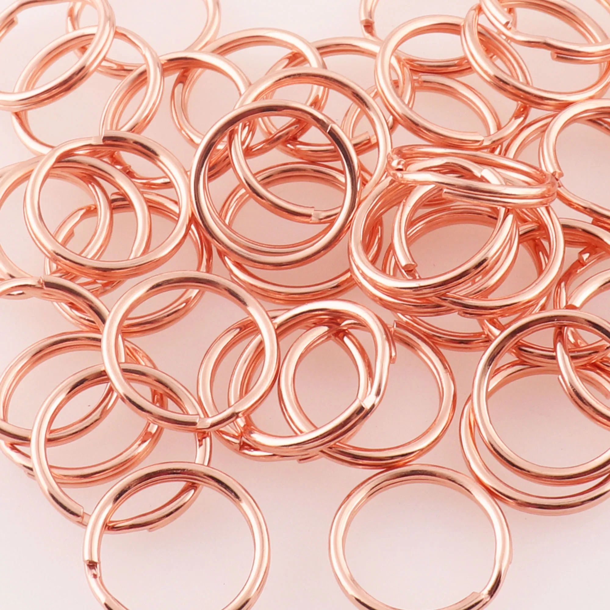 50 pcs Metal  Rose Gold Key Rings,Keychain Connectors Jump Rings,Split Rings Circle Key Rings,O Ring Loop For Key Holders,di