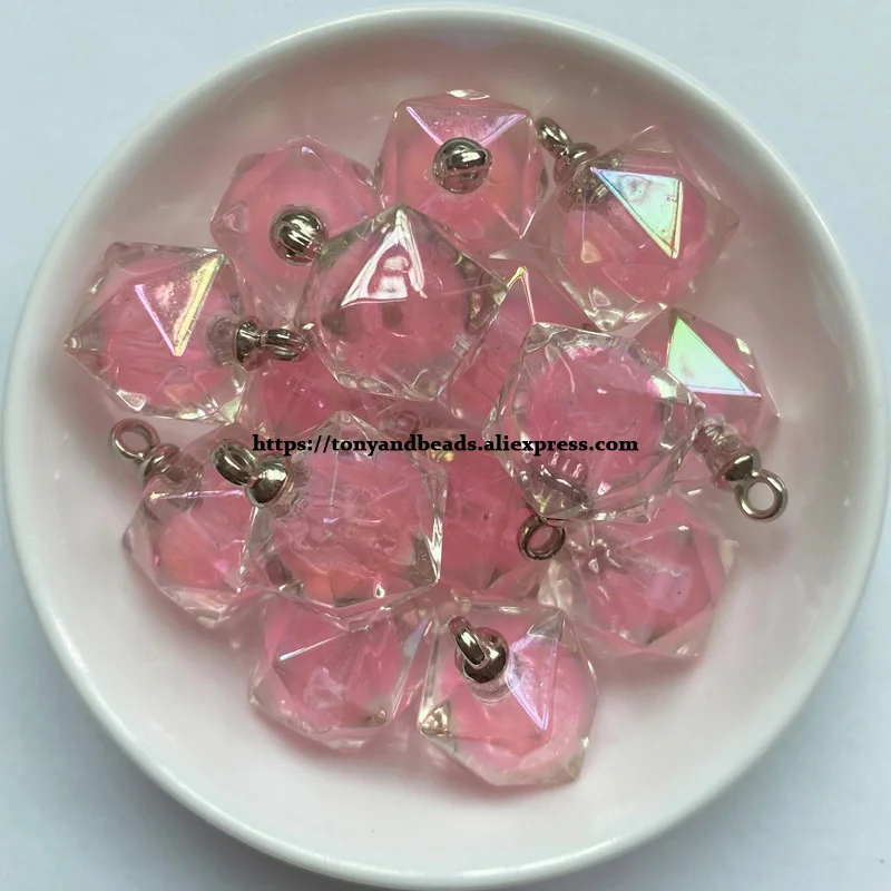 (1 Los = 10 Stück) Würfelförmige glatte Perlen aus Acryl, kleiner Anhänger, Größe 15 mm, 8 Farben für Schmuckherstellung DIY – Detail 9