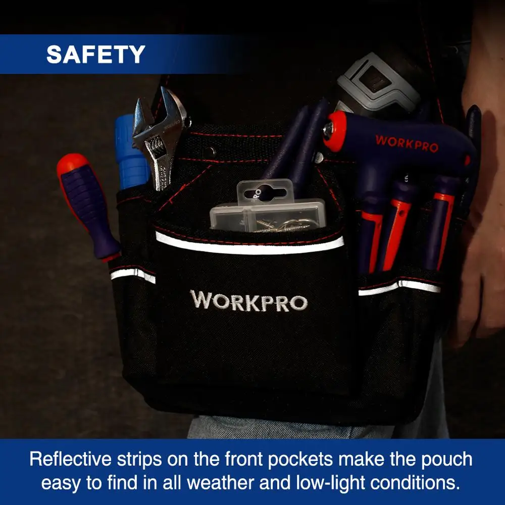 WORKPRO elettricista marsupio portautensili da cintura portautensili portautensili con tasche (attrezzi inclusi)