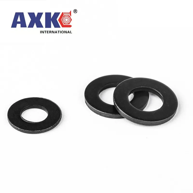 5/50pcs M2 M2.5 M3 M4 M5 M6 M8 M10 M12 M14 M16 M20 M22 M24 GB97 DIN125 Black Grade 8.8 Carbon Steel Flat Washer Plain Gasket Pad