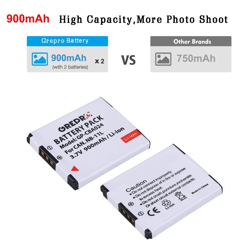 900mAh NB-11L NB11L NB 11L NB-11LH Batterie + LCD Ladegerät für Canon PowerShot A2300 IST A2400 IST A2500 A2600 a3400 IST A3500 IST