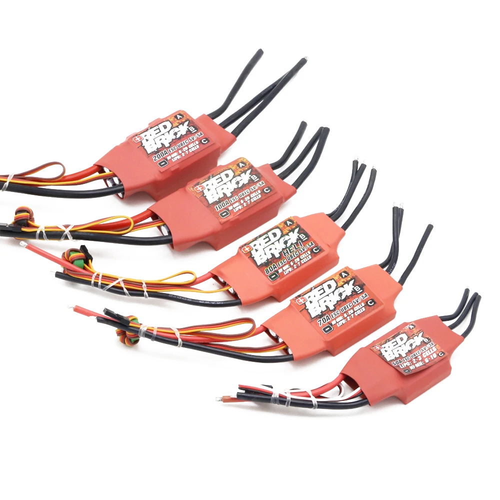 

2-7S 50A/70A/80A/100A/125A/200A Brushless ESC With Heat Sink Electronic Speed Controller 5V/3A 5V/5A BEC For FPV Multicopter