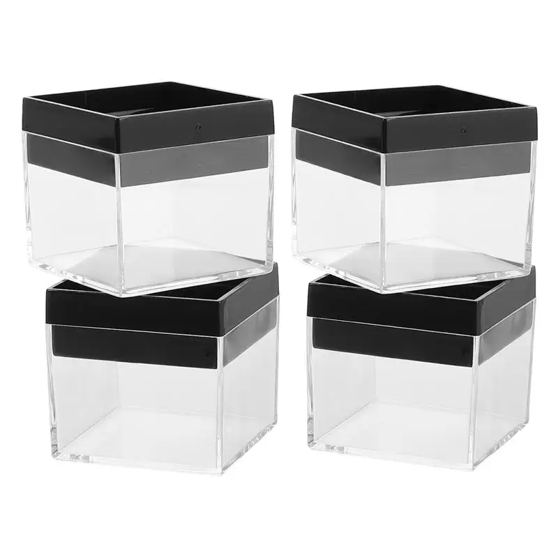 10Pcs Square Rock Mineral Display Boxes Plastic Transparent Display Case Jewelry Organizer Display Holder For Mineral Collection